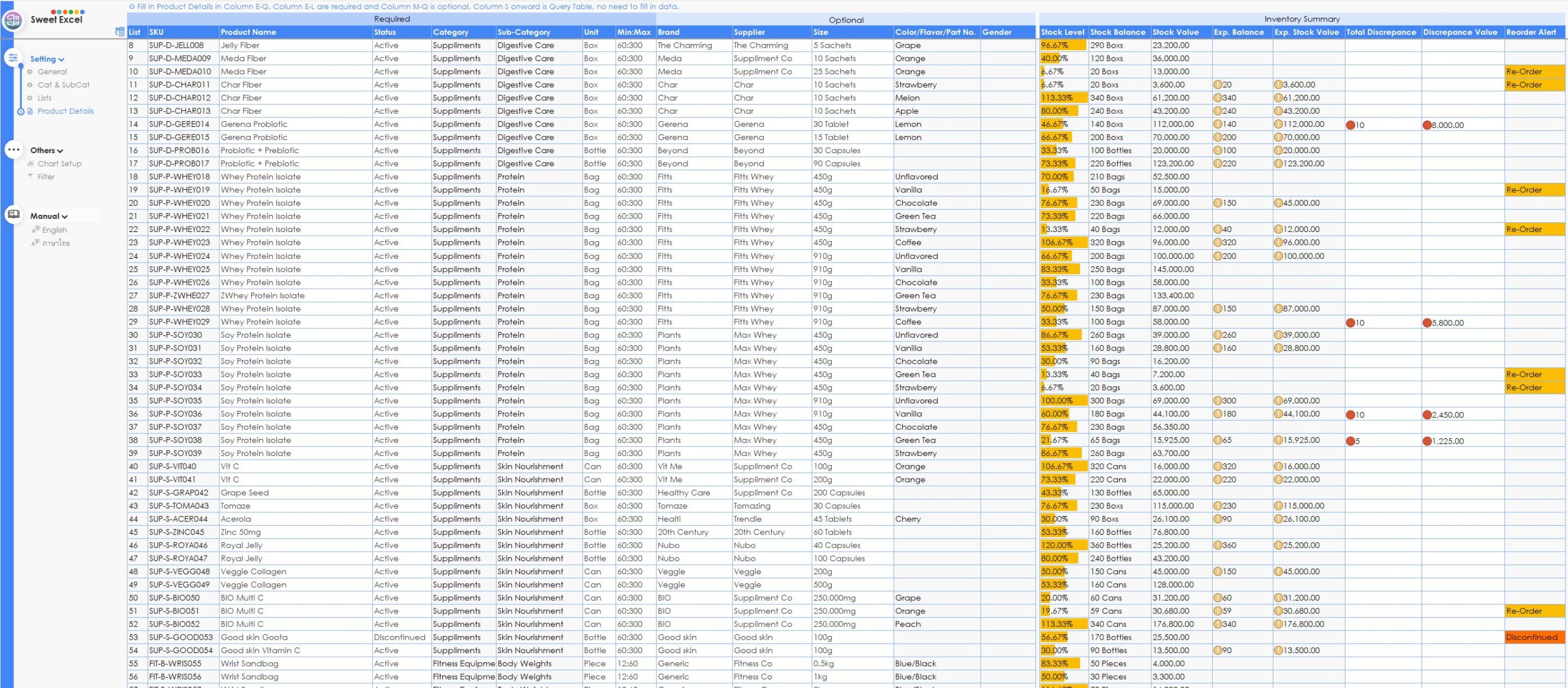 Inventory Excel Template