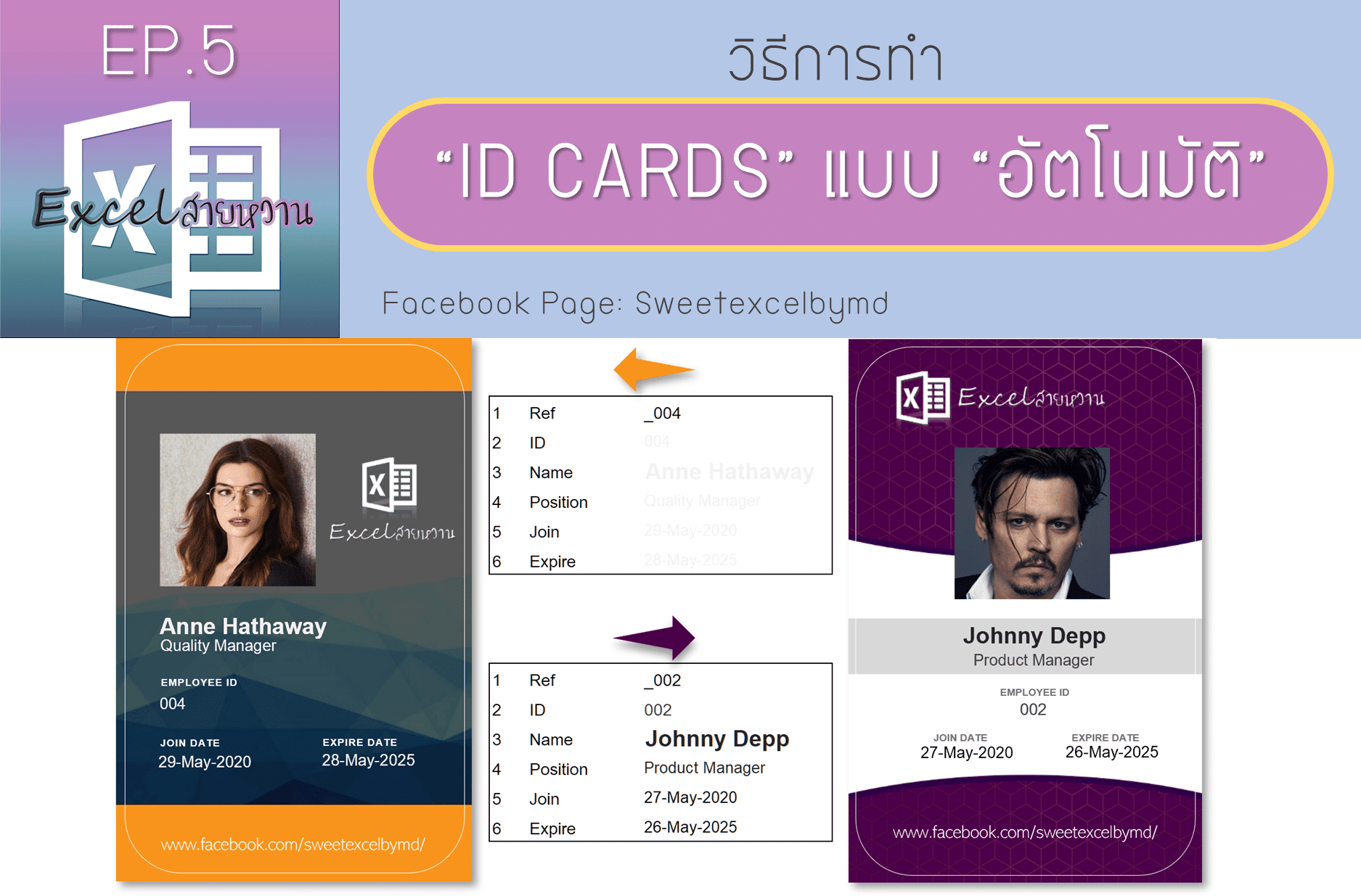 ทําบัตรพนักงาน excel