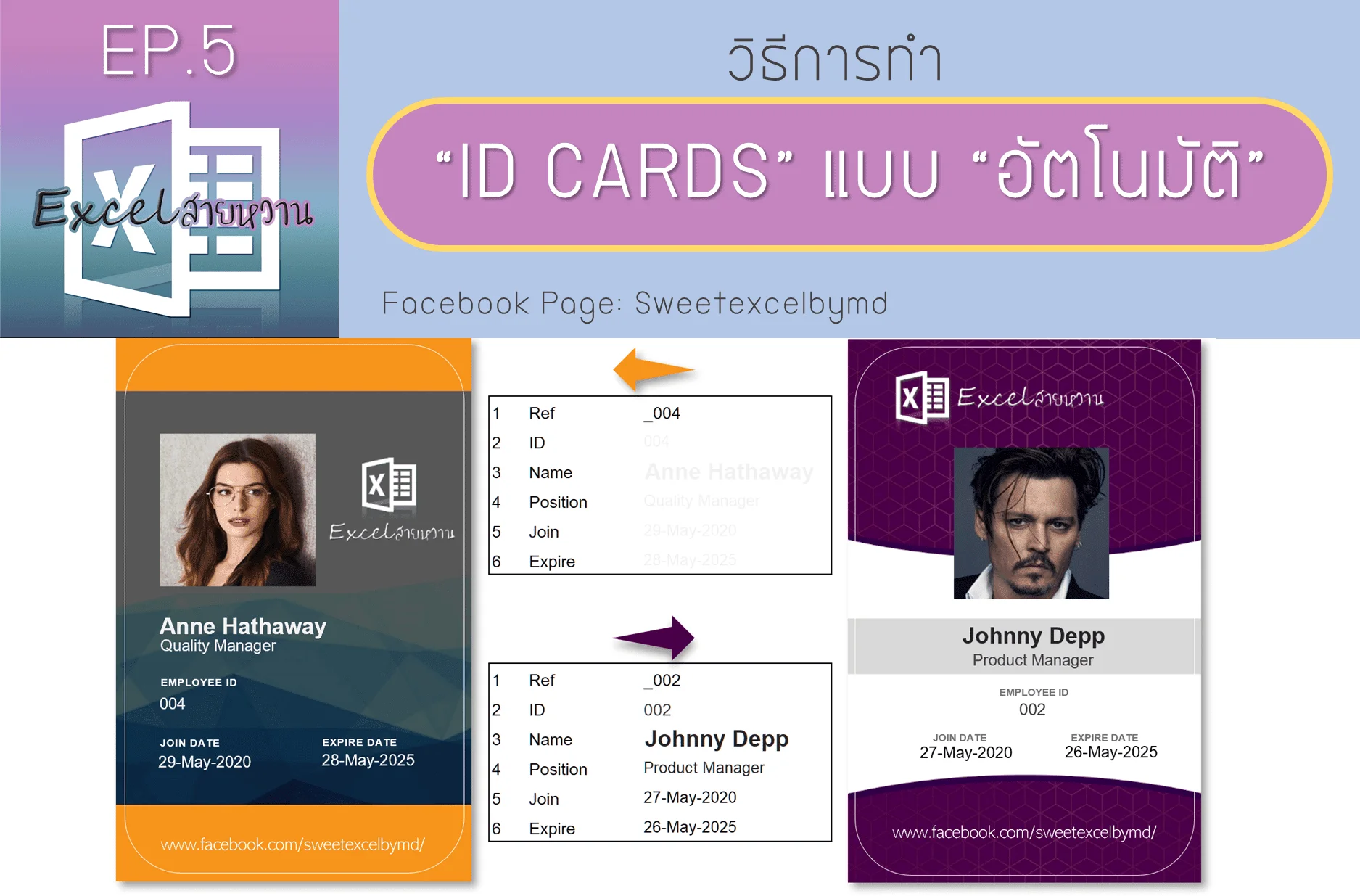 ทําบัตรพนักงาน excel